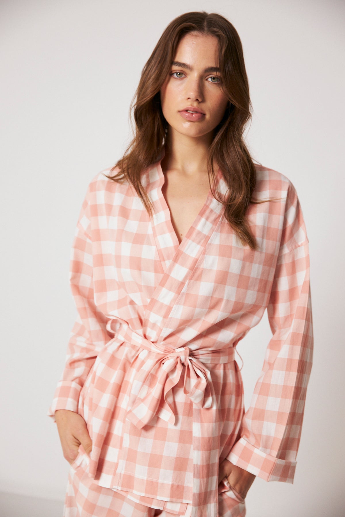 Wrap Set, Pink Gingham