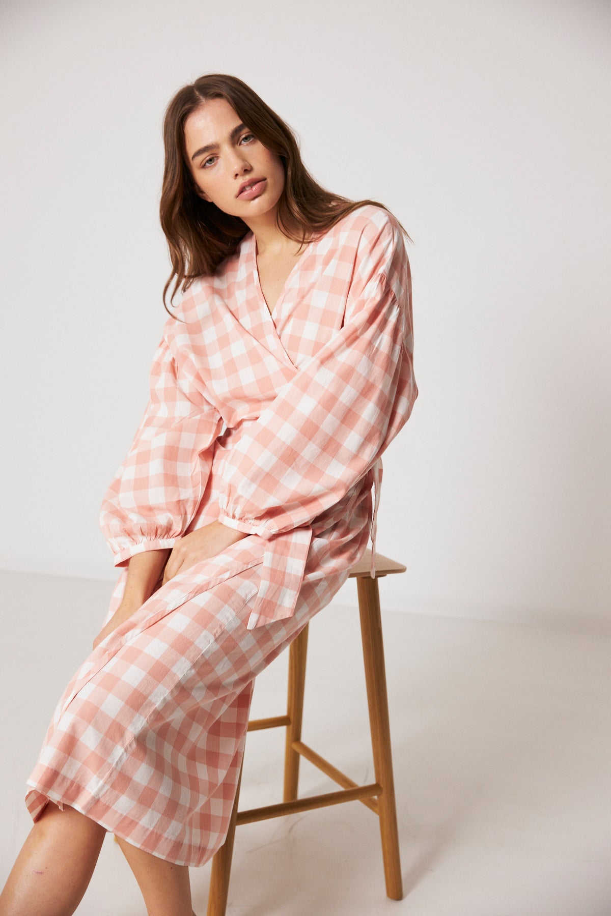 Agnes Wrap, Pink Gingham