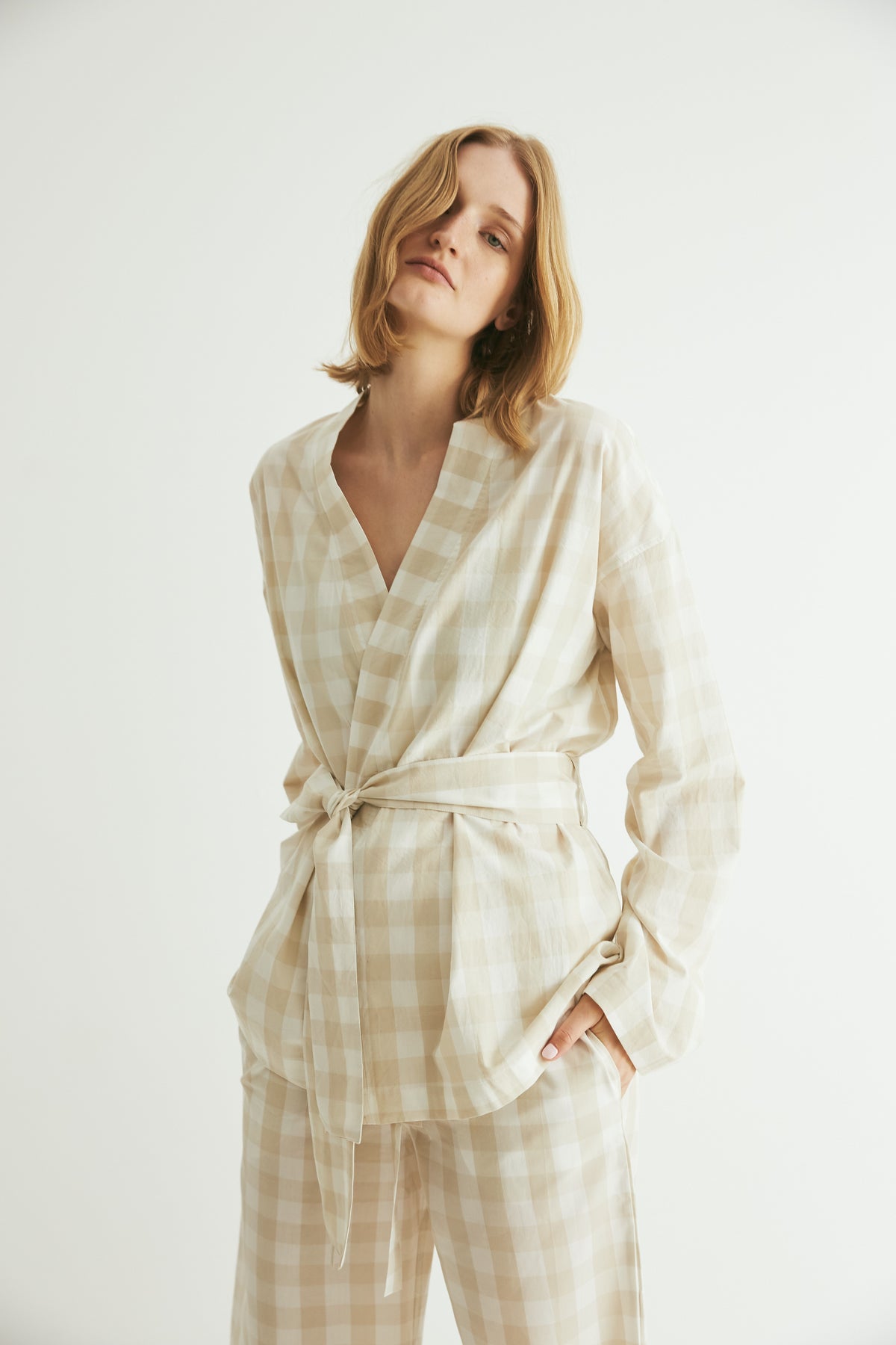 Wrap Set, Oatmeal Gingham