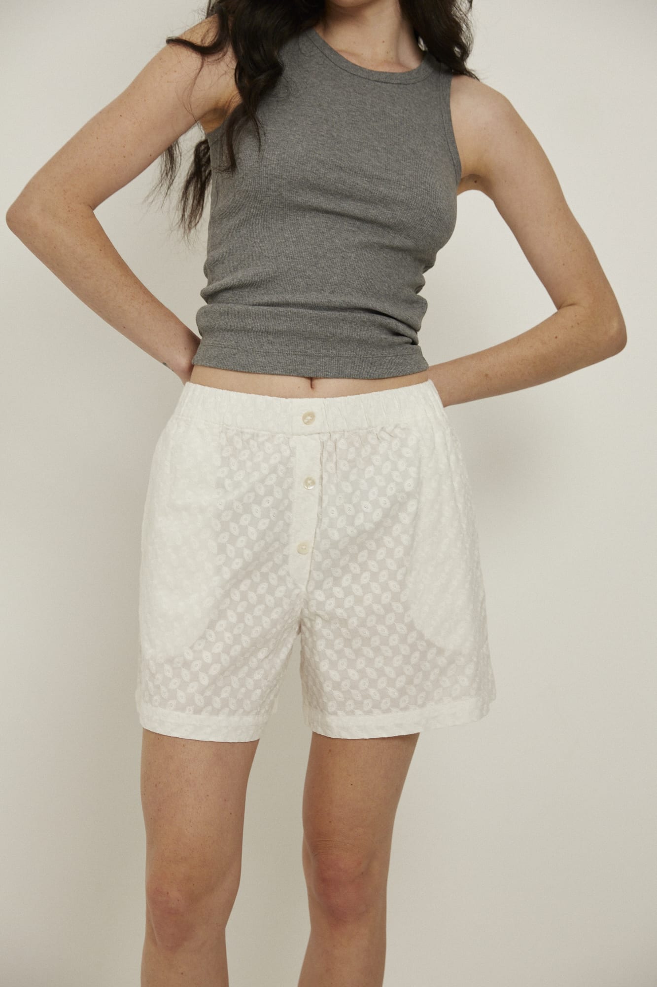 Camilla Boxer Shorts, Snow Embroidery