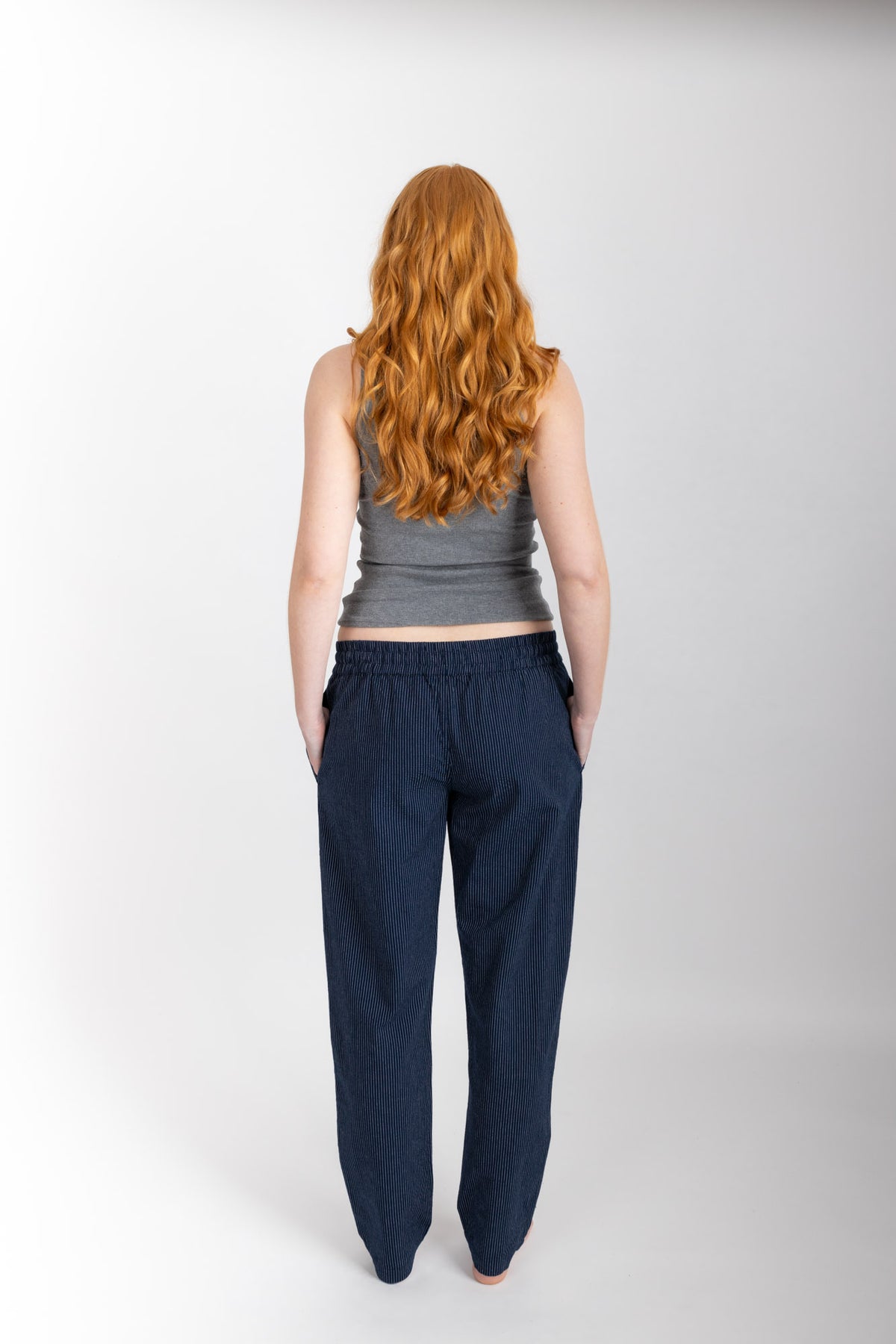 Everyday Pant, Navy Pinstripe