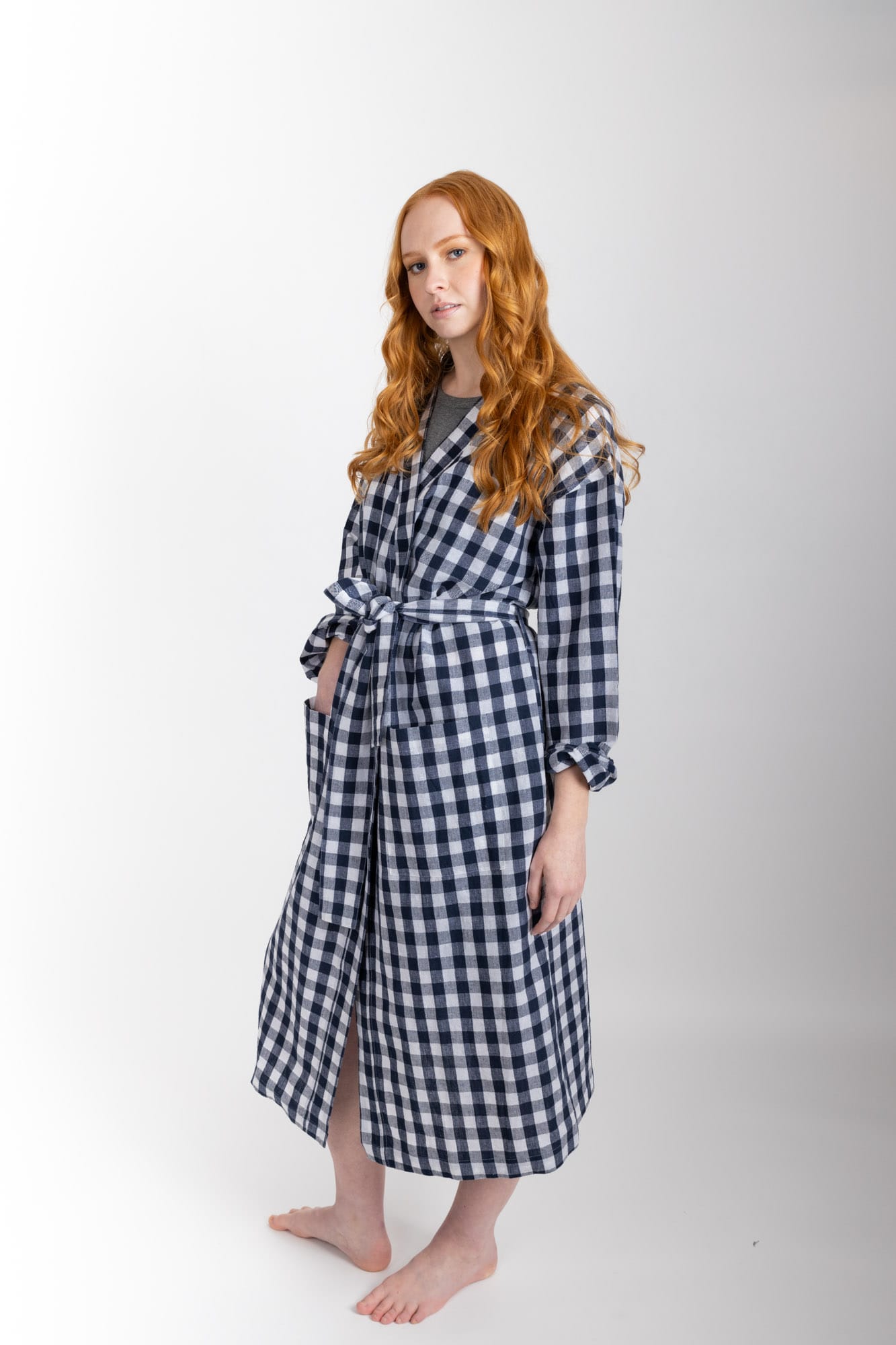 Normal Robe Everyday Robe, Navy Check – General Sleep