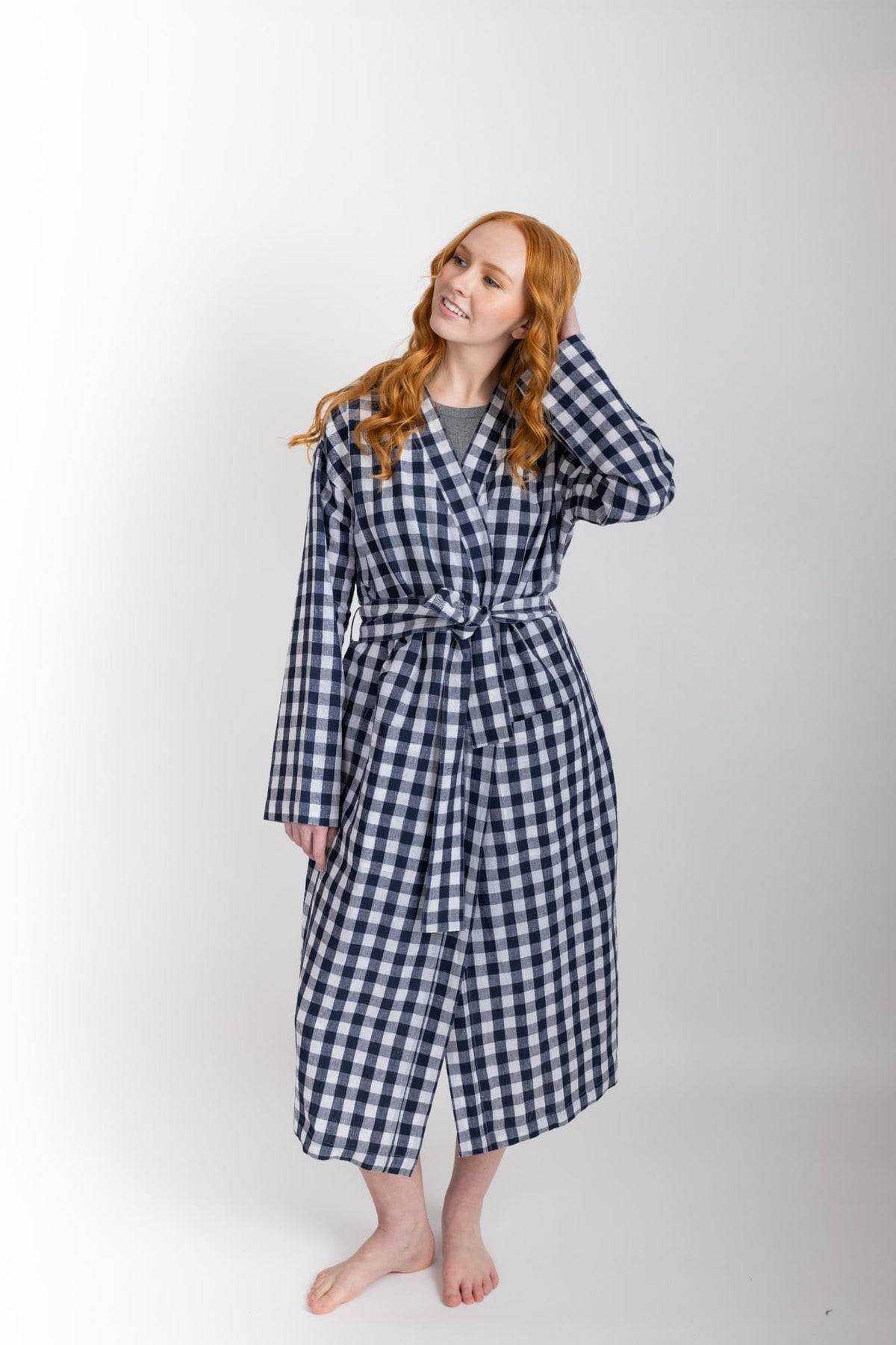Routine Robe Everyday Robe, Navy Check – General Sleep