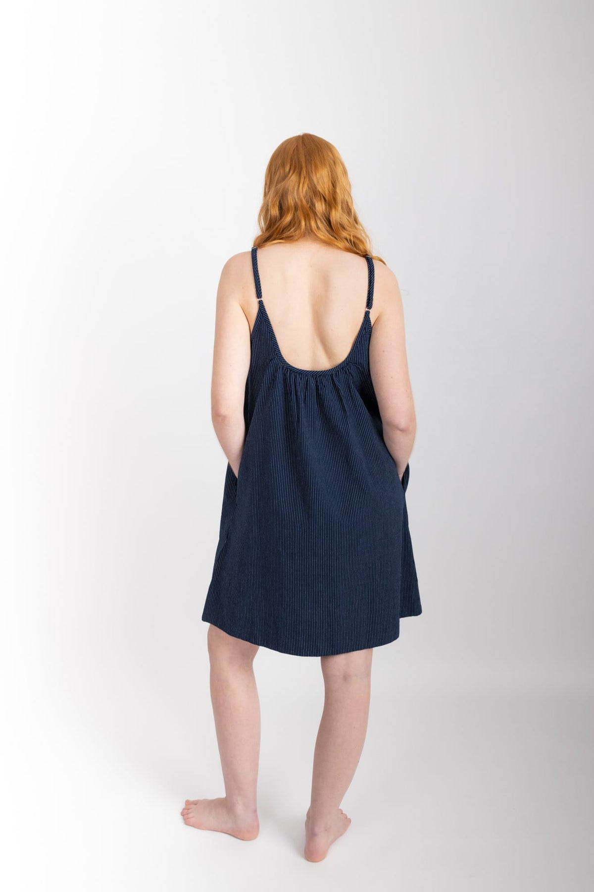 Evie Slip, Navy Pinstripe
