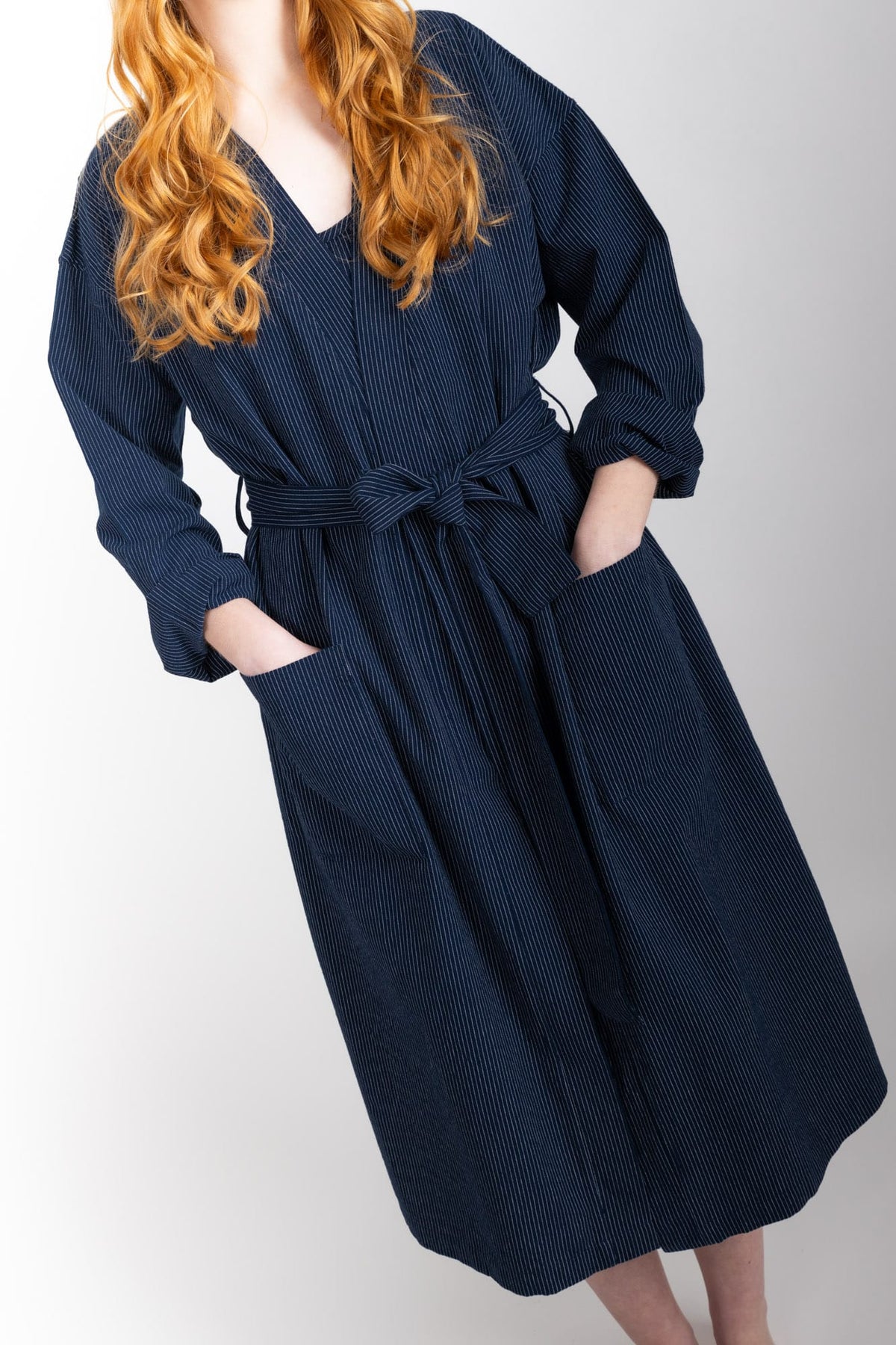 Everyday Robe, Navy Pinstripe