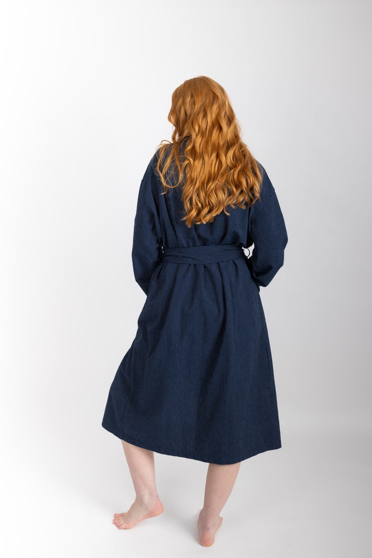 Everyday Robe, Navy Pinstripe