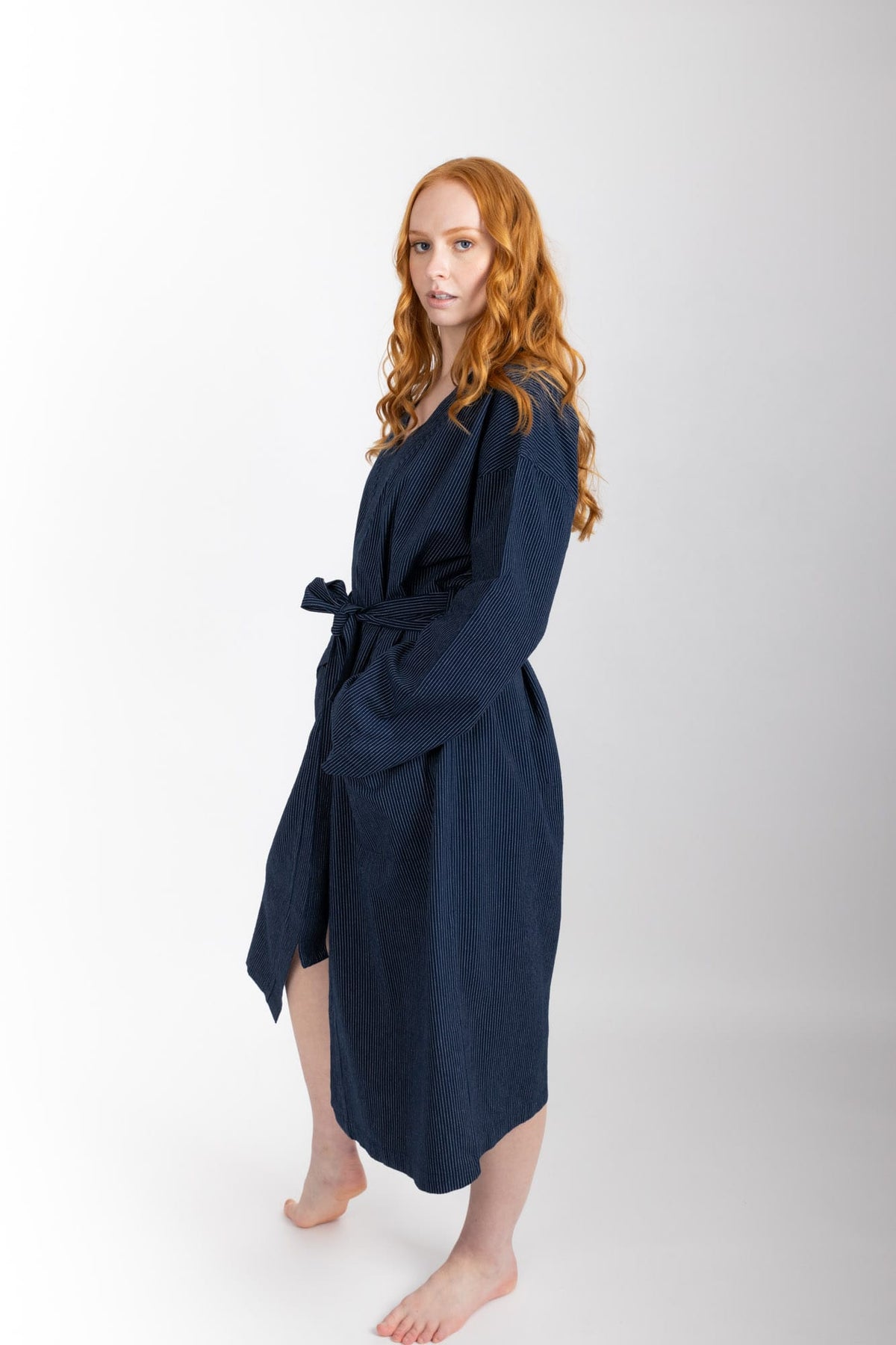 Everyday Robe, Navy Pinstripe