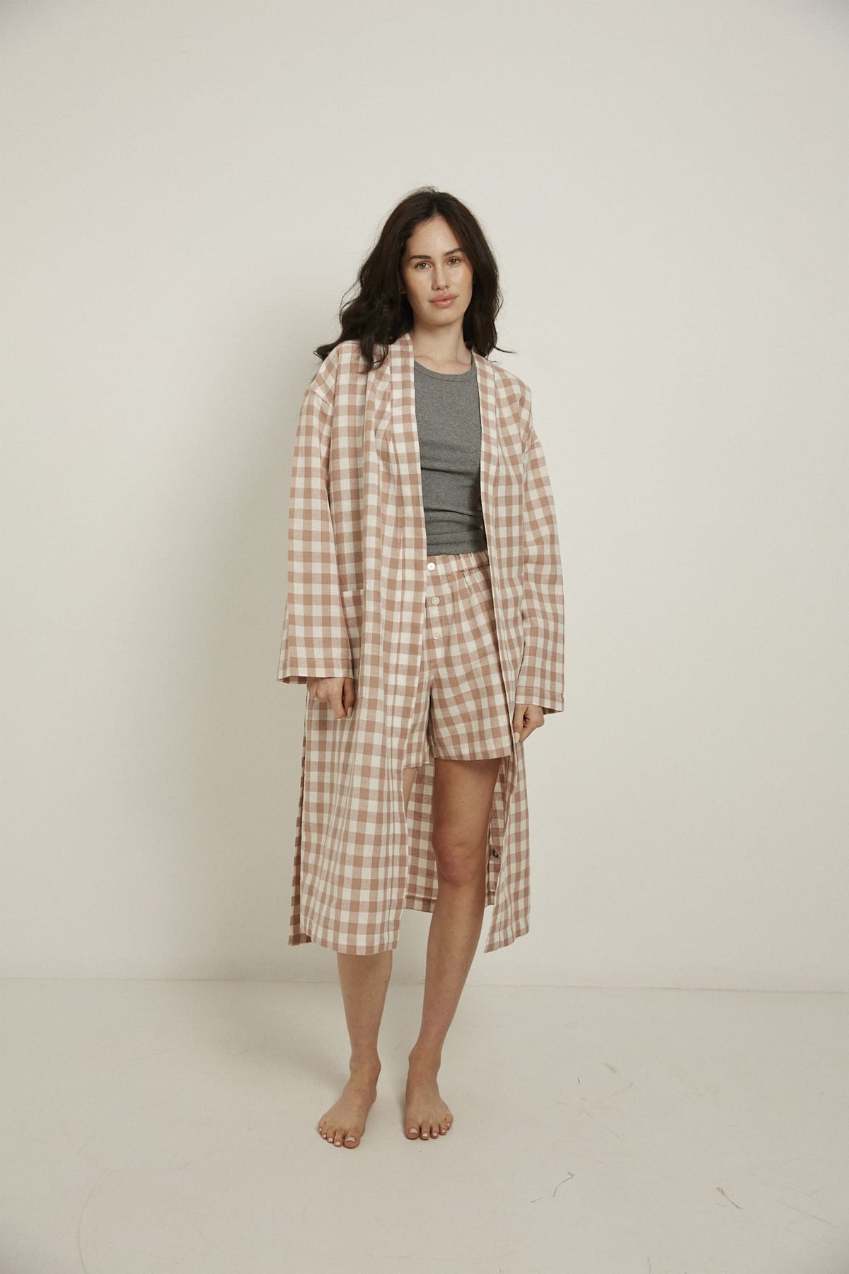 Everyday Robe, Pink/White Check