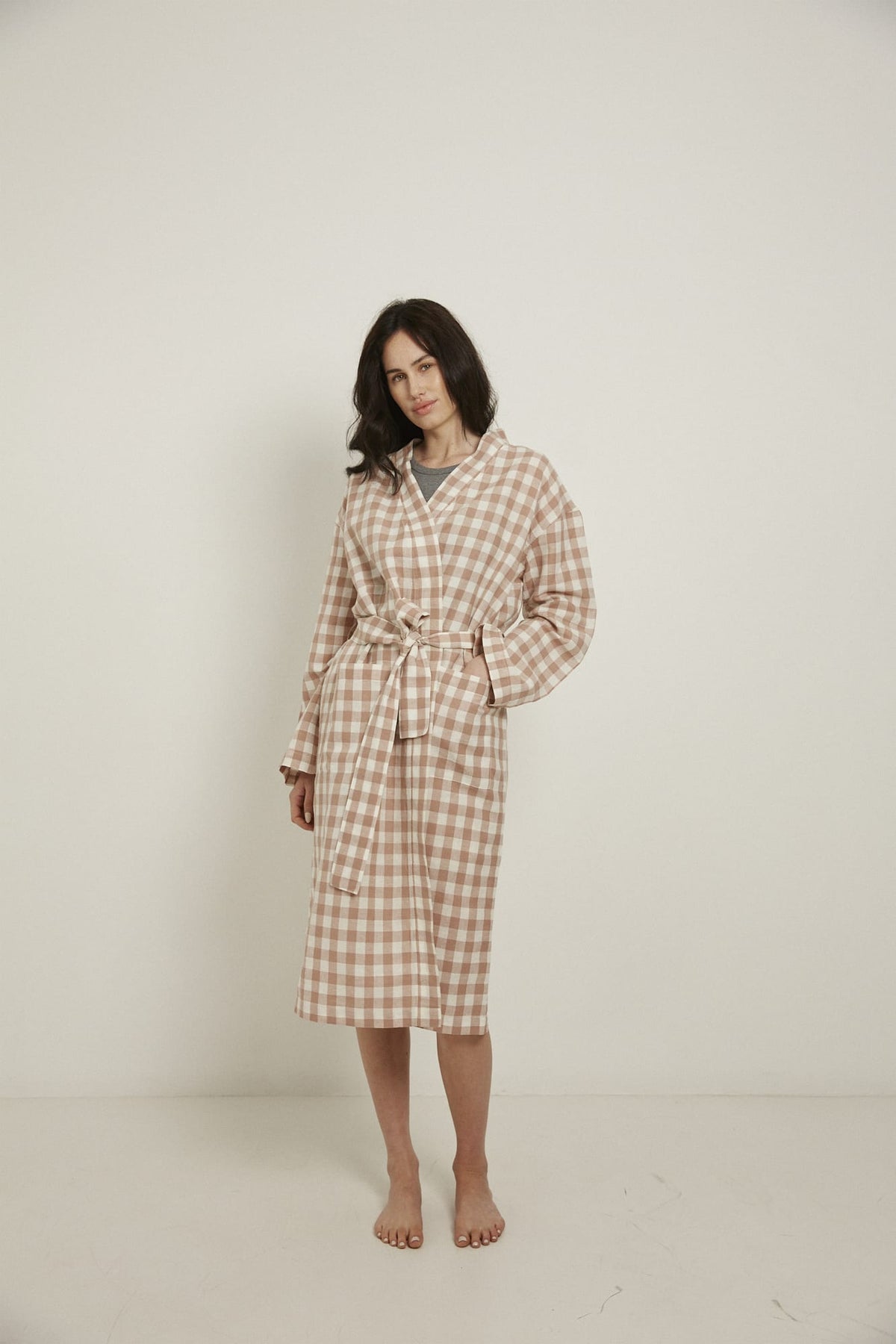 Everyday Robe, Pink/White Check
