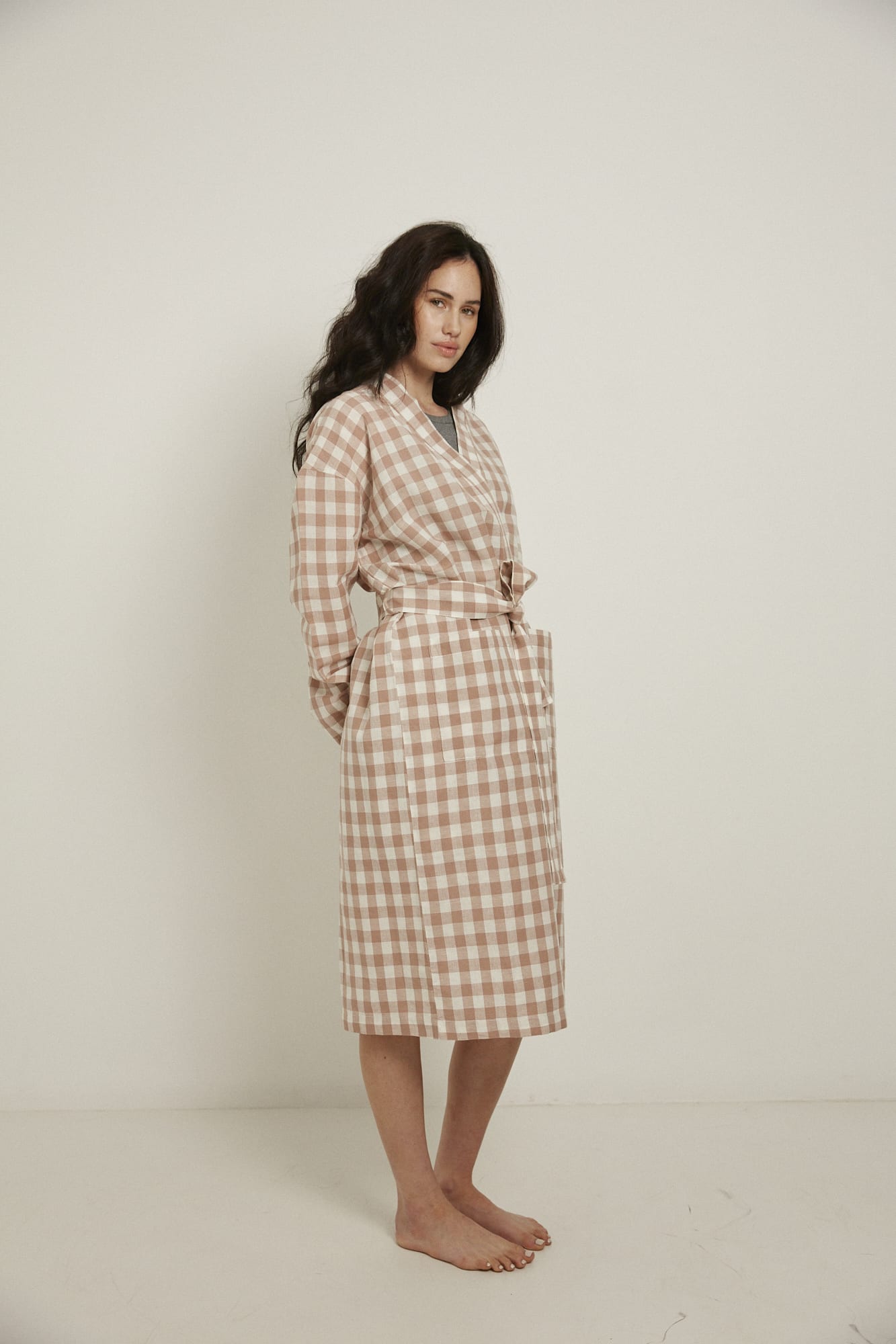 Everyday Robe, Pink/White Check