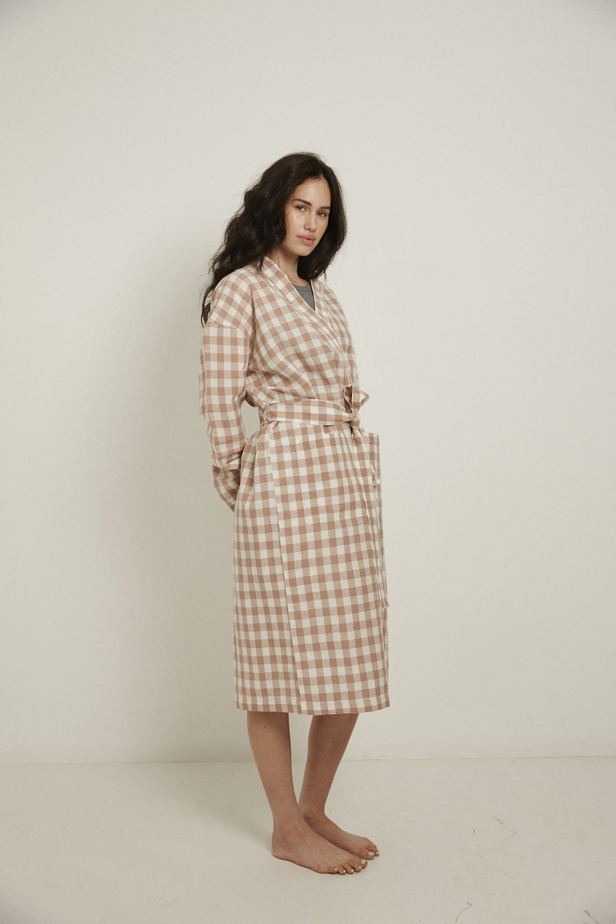 Everyday Robe, Pink/White Check