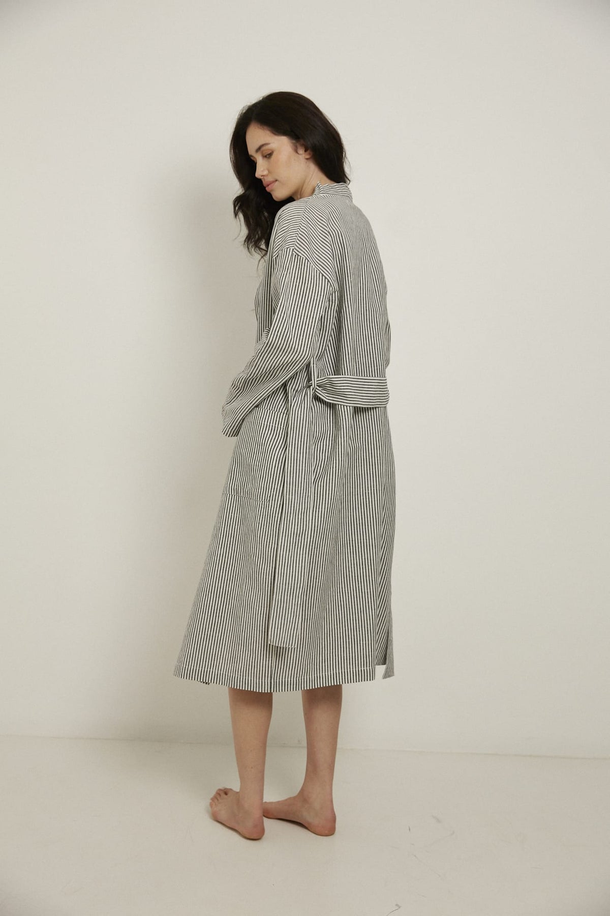 Everyday Robe, Black/White Stripe