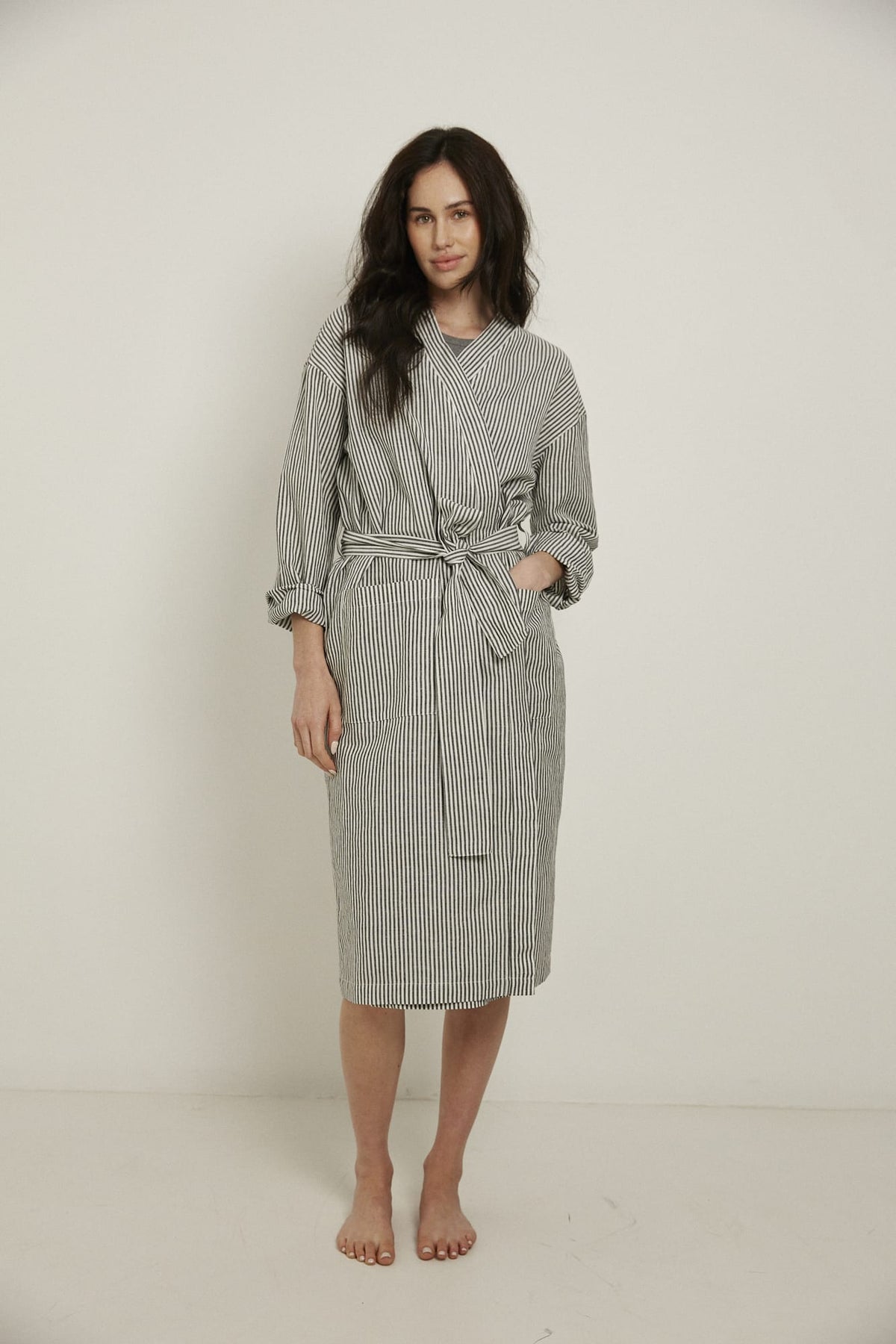 Everyday Robe, Black/White Stripe