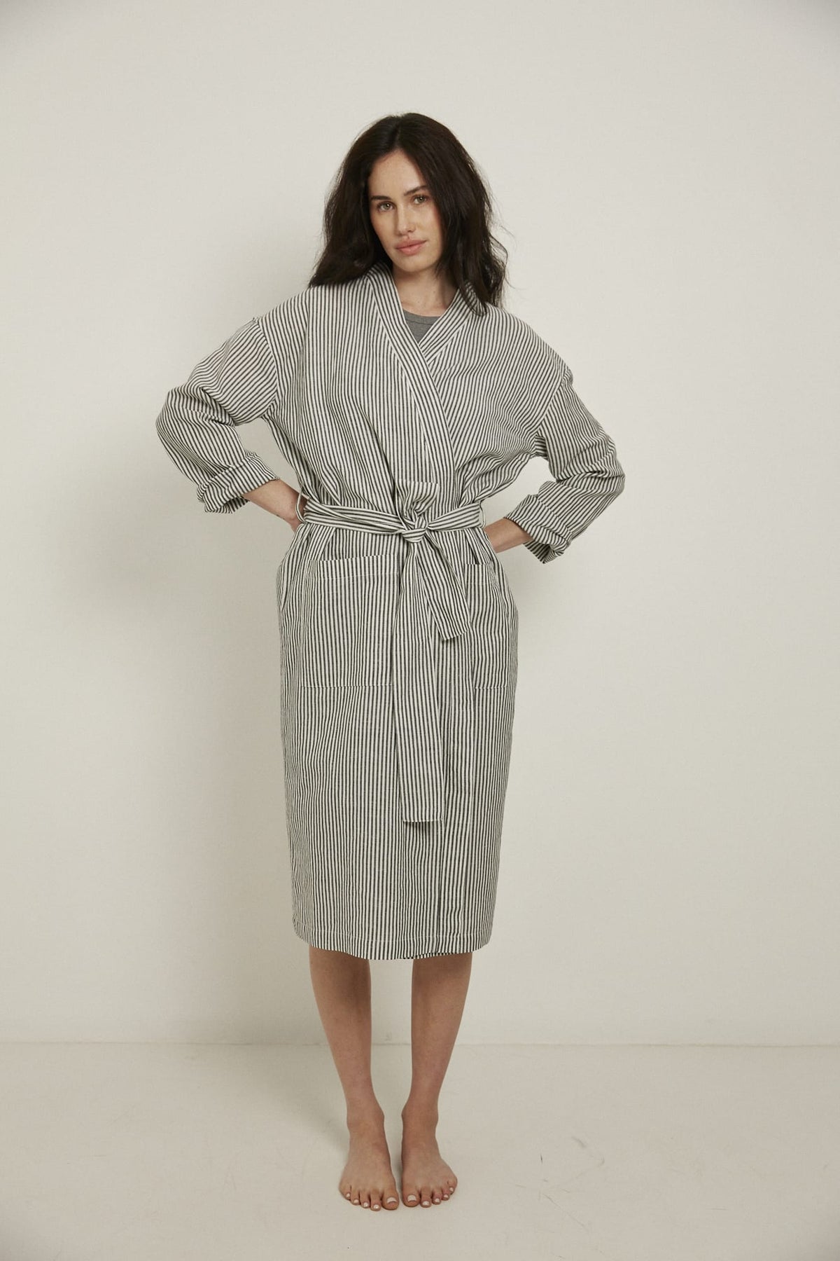 Everyday Robe, Black/White Stripe