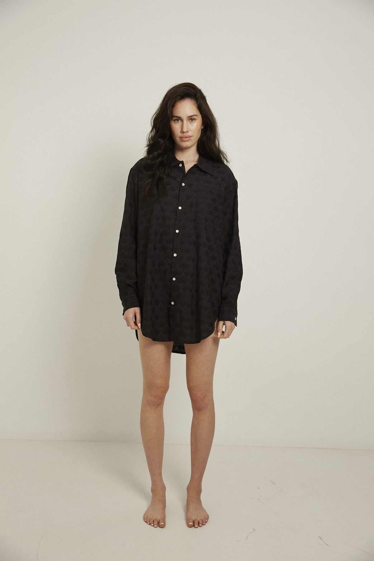 Mira Shirt, Black Embroidery