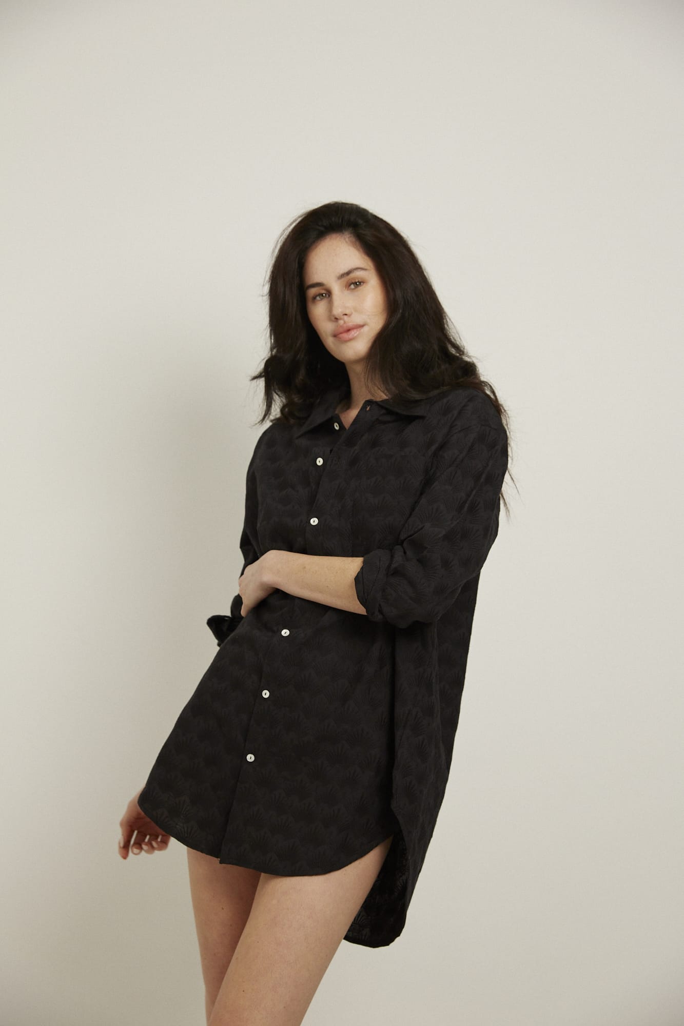 Mira Shirt, Black Embroidery