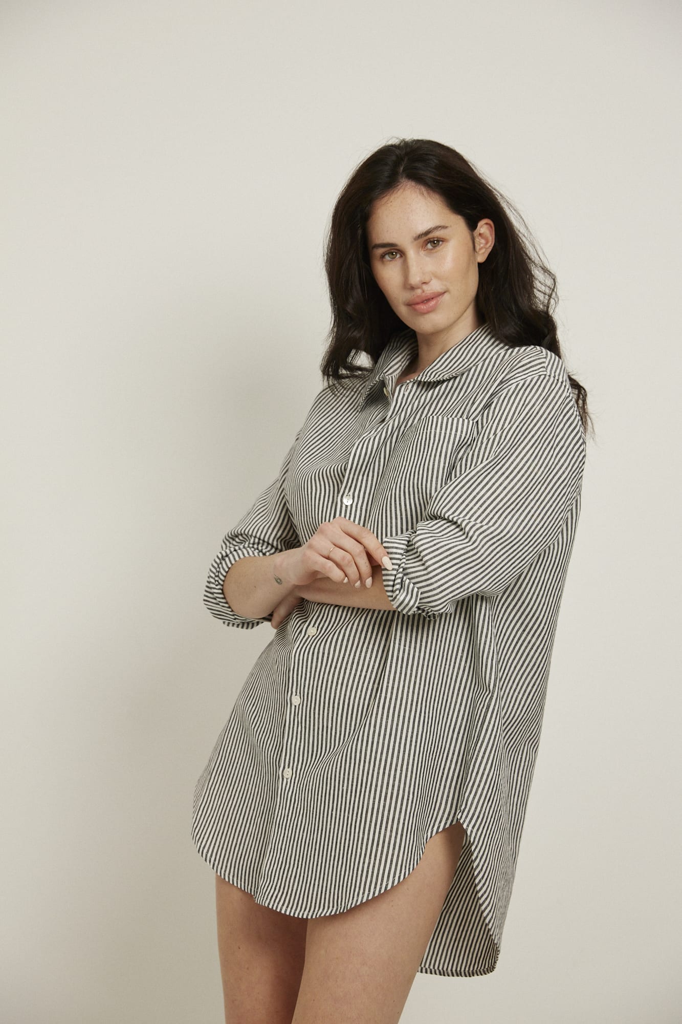 Mira Shirt, Black/White Stripe