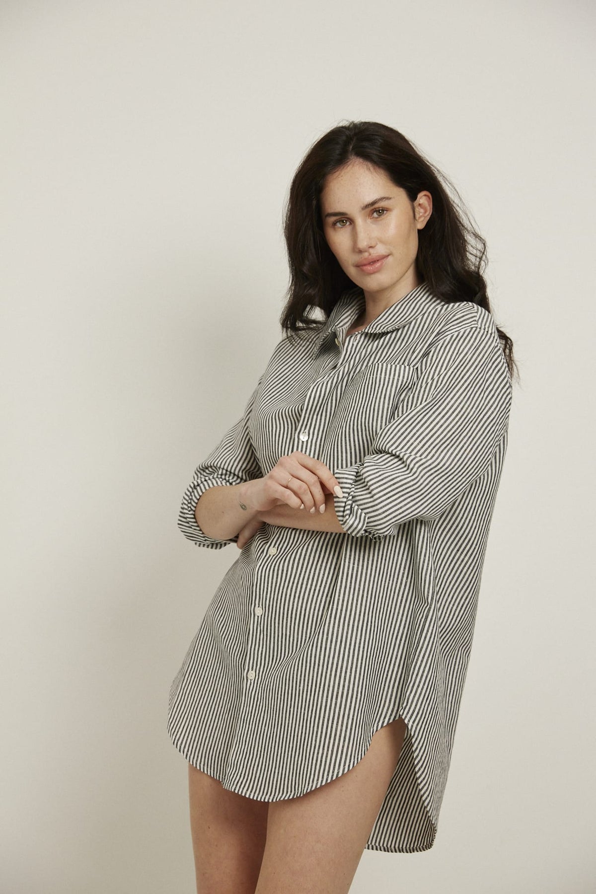 Mira Shirt, Black/White Stripe