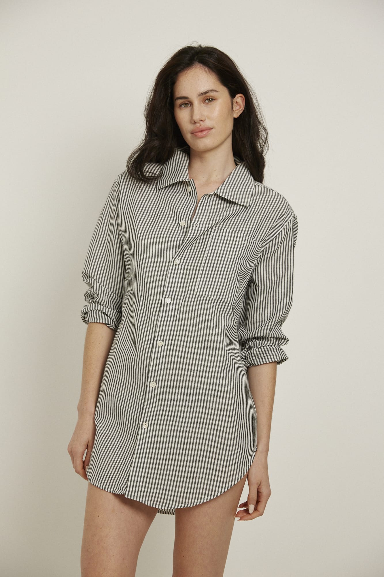 Mira Shirt, Black/White Stripe
