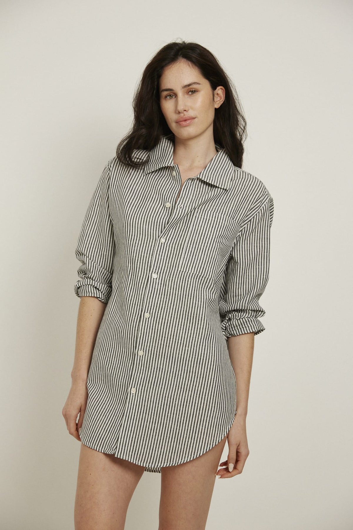Mira Shirt, Black/White Stripe