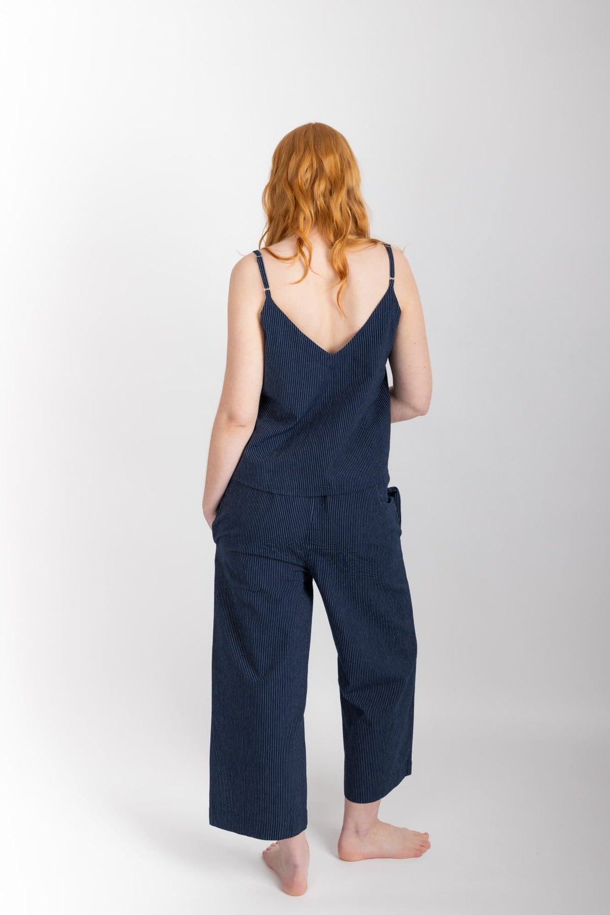 Paloma Set, Navy Pinstripe