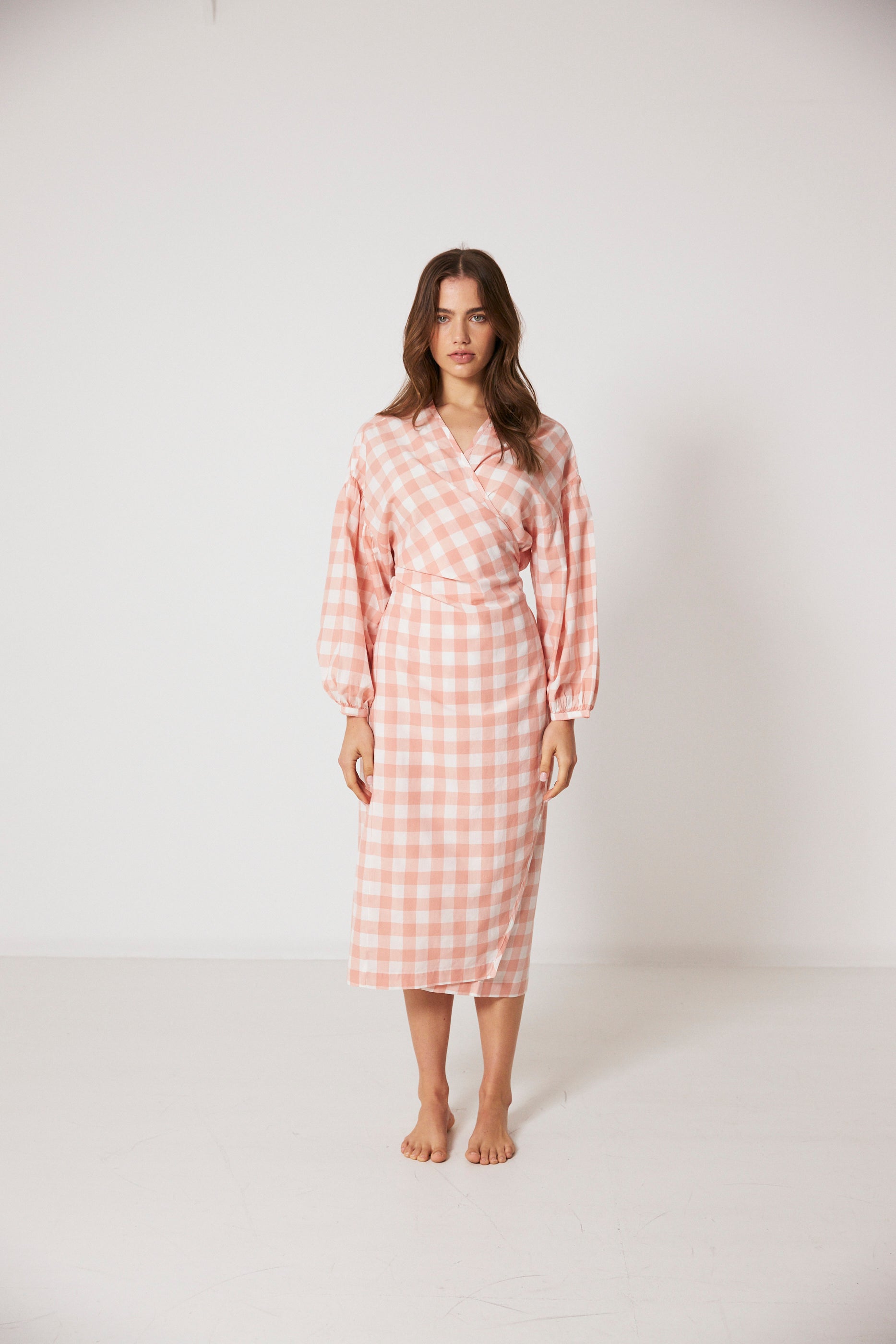 Agnes Wrap, Pink Gingham