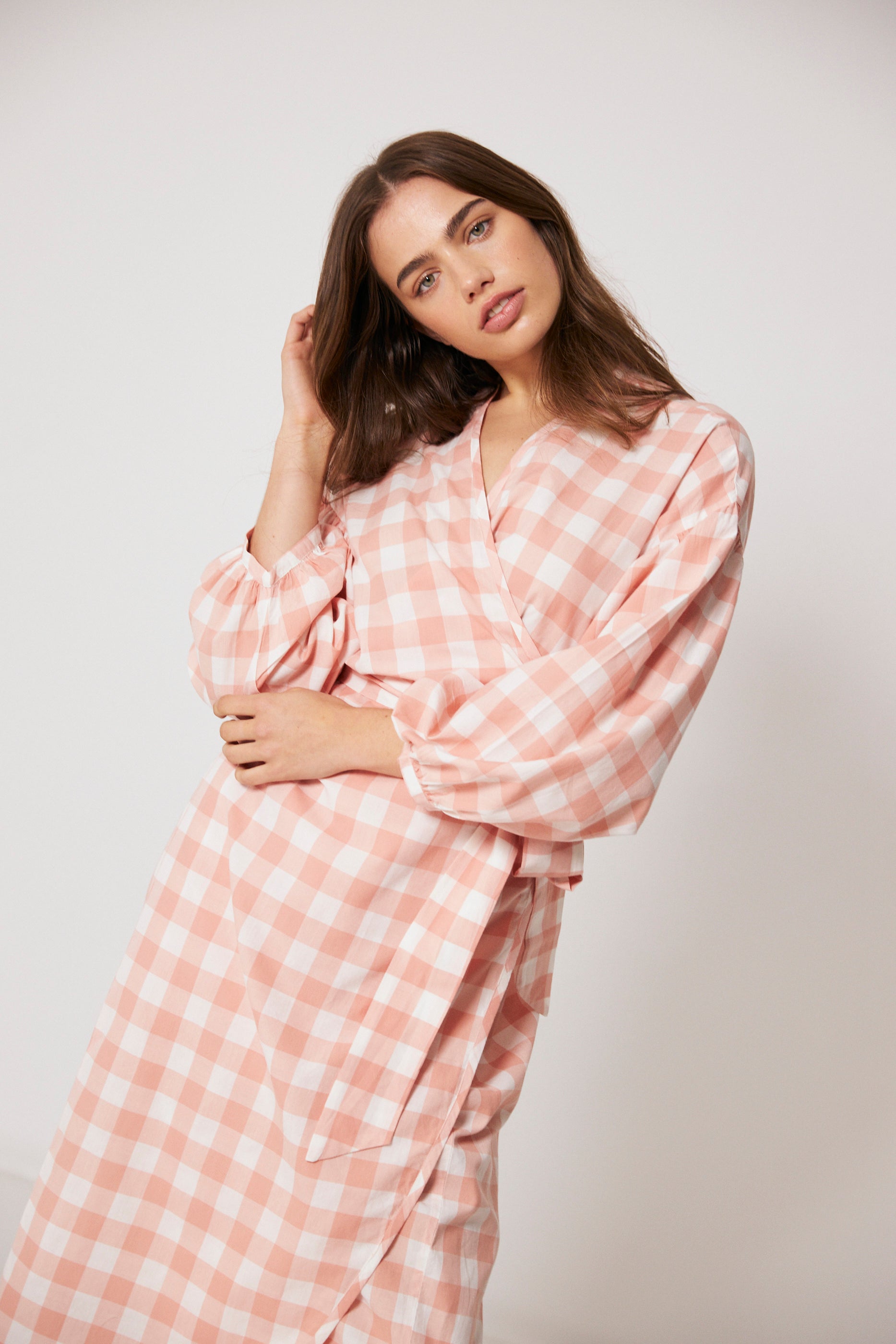Agnes Wrap, Pink Gingham