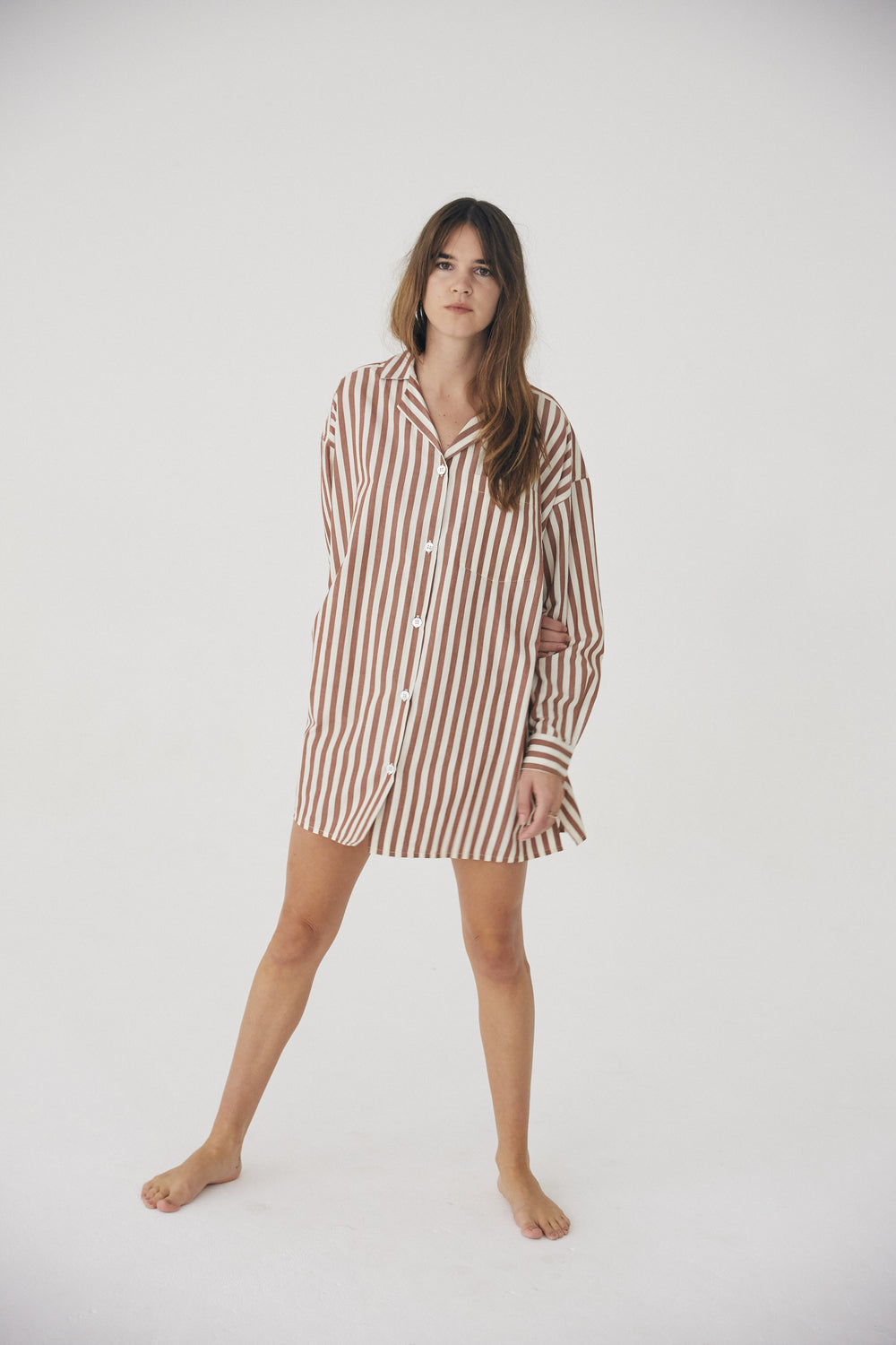 Sleep Shirt, Cumin Stripe