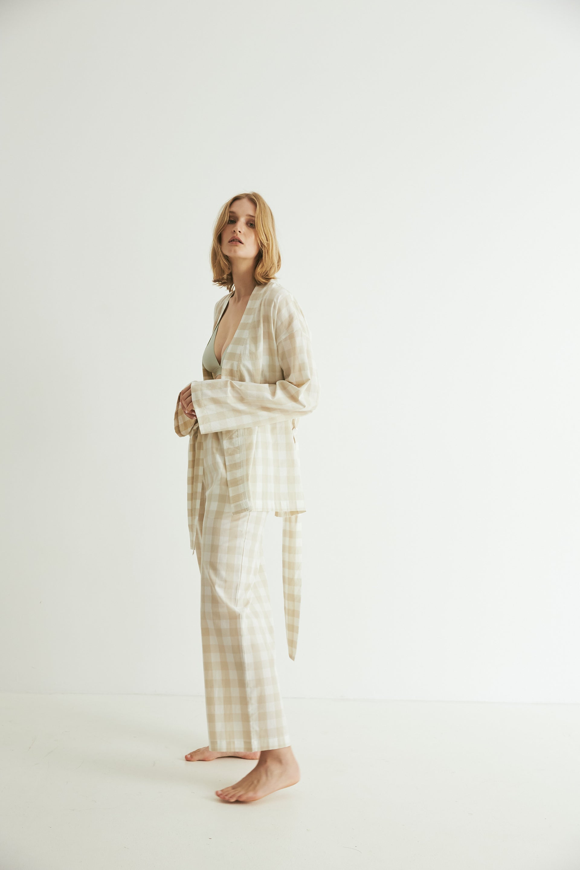 Wrap Set, Oatmeal Gingham