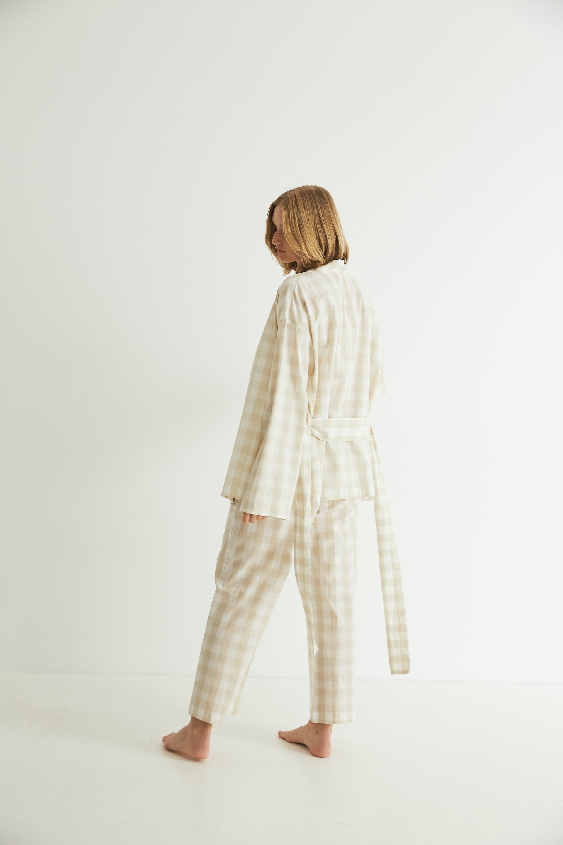 Wrap Set, Oatmeal Gingham