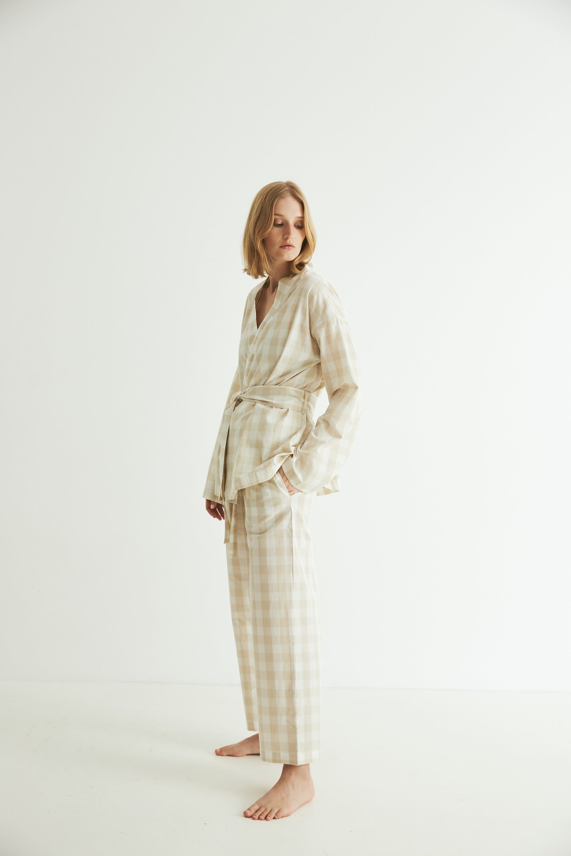 Wrap Set, Oatmeal Gingham
